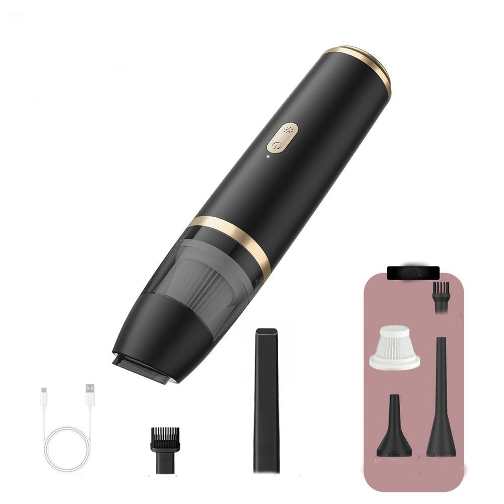SYJYM Aspiradora de Mano inalámbrica - Doble Limpieza, eficiente y compacta, Mini colector de Polvo Recargable por USB para automóvil, Boquilla Liviana de Doble Uso, filtración de Cabello y hollín