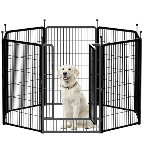 Image of Dog Playpen,Portable Outdoor Dog Fence, Dog Playpen for Large /Medium /Small Dogs, Dog Fences for The Yard,with Doors Foldable Metal (8 Panels, 45 inch)