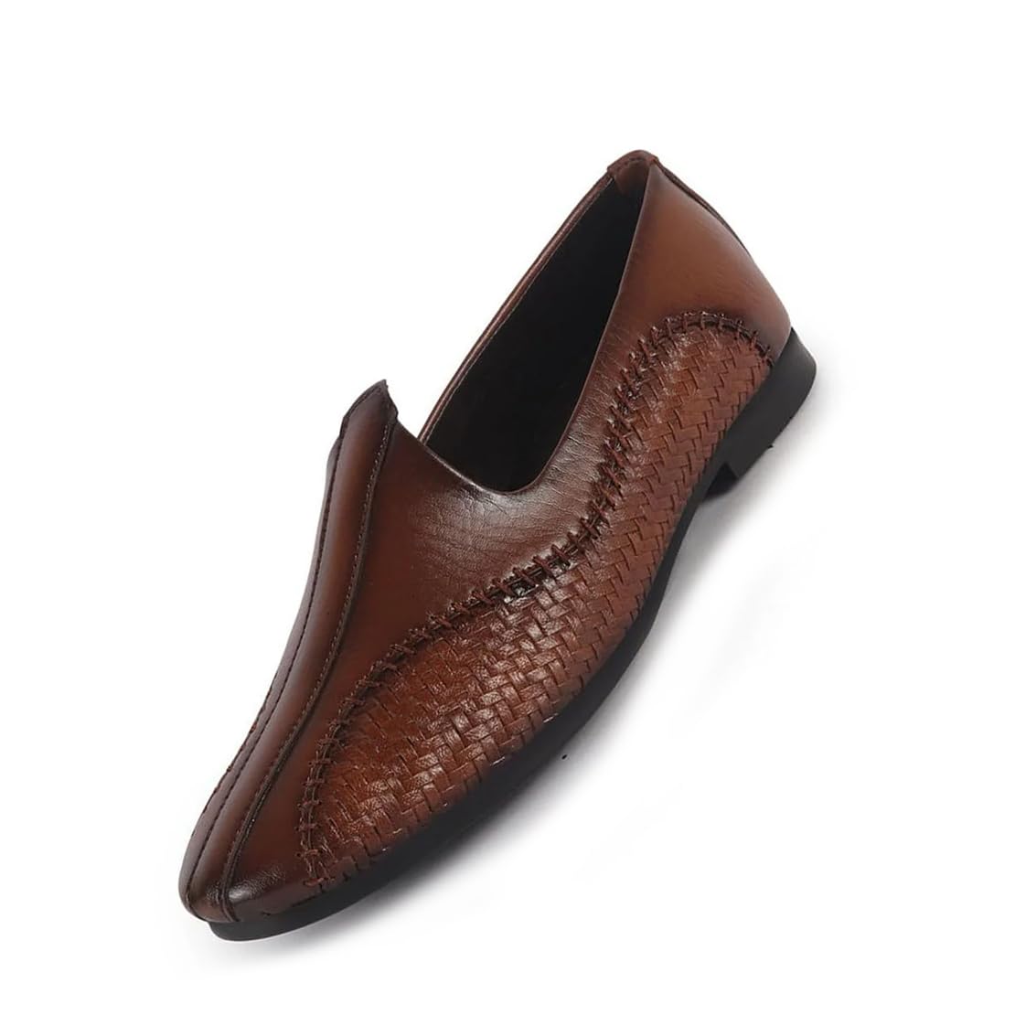 fausto Men Stitched Knitted Ethnic Slip On Juttis and Mojaris for Wedding | Soft and Cushioned Insole | Traditional Kurtas Shoes | Flexible TPR Sole-picture-47