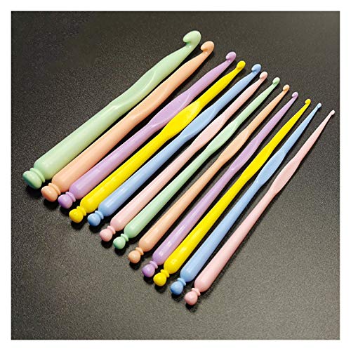 KJBGS Knitting Needle 12 PCS/Set Multi-Color Plastic Crochet Hooks Kit Knitting Needles Craft Knit Crochet Hooks 2-10mm Knitting Tool Accessories Household Products