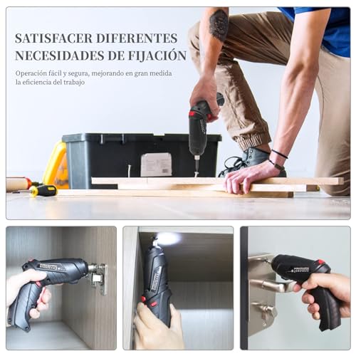 Image of Electric Cordless Screwdriver 3.6V, 47Pcs Screwdriver Set | Rotatable Handle (90-180), with Integrated LED Lighting, Portable and Rechargeable, for Home, DIY, Decoration, Black