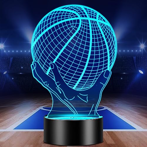 Linkax Easter Baskets Gifts for Kids, Basketball Gifts 3D Illusion Night Light Lamp with Remote Control 16 Color Changing, Basketball Accessories Stuff Birthday Gifts for Sport Fan Boys Girls - Thumbnail 7