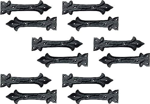 Image of Adonai Hardware Adonijah Aluminium Strap False or Faux or Dummy Hinge Front (6.5 inch x 12 Pack, Matte Black) for Barn Doors, Gates, Kitchen Cabinets, Wooden Box, Furniture, Cedar Chest, Trunks