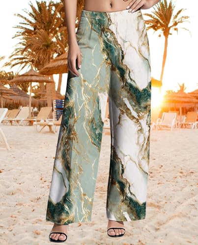 Womens Wide Leg Pants High Waist Pattern Print Trousers Casual Loose Fit Comfy Outdoors Trendy Flowy Palazzo Pant4