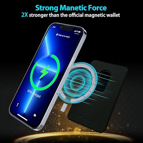 for MagSafe Wallet for Men, Leather Magnetic Wallet with Titanium Money Clip (Removable), RFID Blocking Wallet for iPhone 17/16/15/14 Series, Hold 2 Cards2