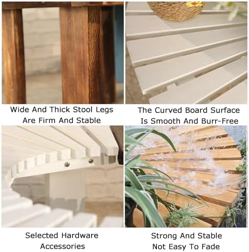 Semi-Circular Solid Wood Tree Bench, Outdoor Wrap-Around Seat for Garden, Patio, Yard, Poolside & Park - Stylish White Chair for Backyards & Lawn