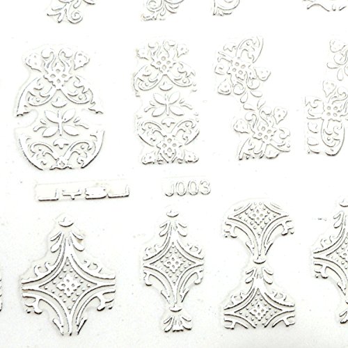 Frcolor 108 Stück Nagel Kunst Sticker 3D Blume Nagelsticker Nail Art DIY Dekoration Aufkleber (Silber) – Bild 3