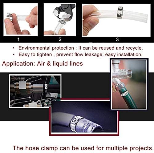 100pcs 4.7-23.5mm Single Ear Hose Clamps 304 Stainless Steel Single Ear Hose Clips Ear Pipe Clamps for Sealing Kinds of Hose(7.3-9.0mm)