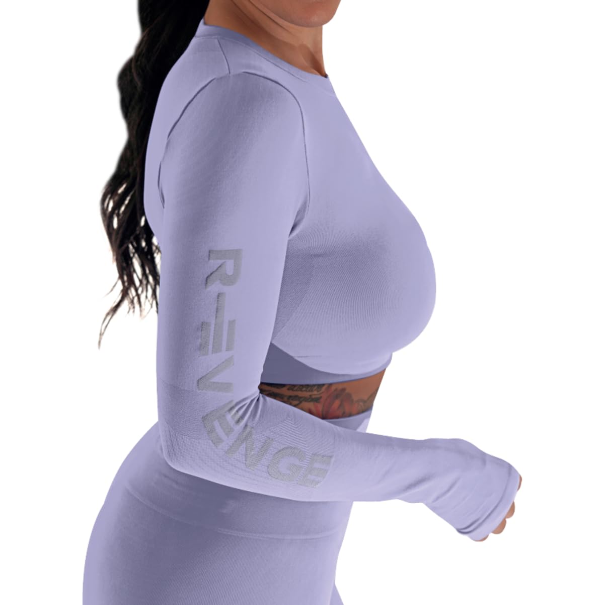 R-EVENGE Crop Top Q-Skin - Camiseta técnica de mujer de manga larga para todas las actividades en gimnasio y al aire libre