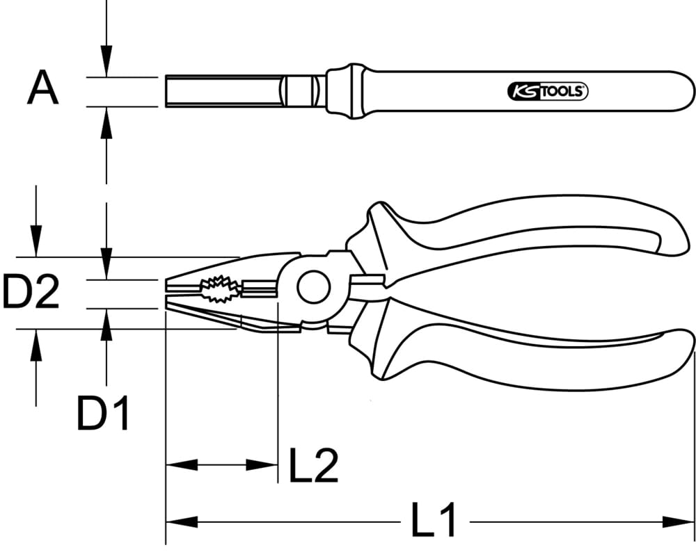 KS Tools 962.0623 Alicates universales BERYLLIUMplus, ajustables, 200 mm