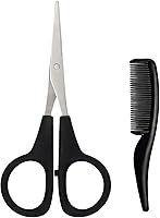 KootinnUSOnline 2-Pack Precision Beard & Mustache Scissors with Mini Comb - Sharp 4-Inch Stainless Steel Trimming Kit for Men