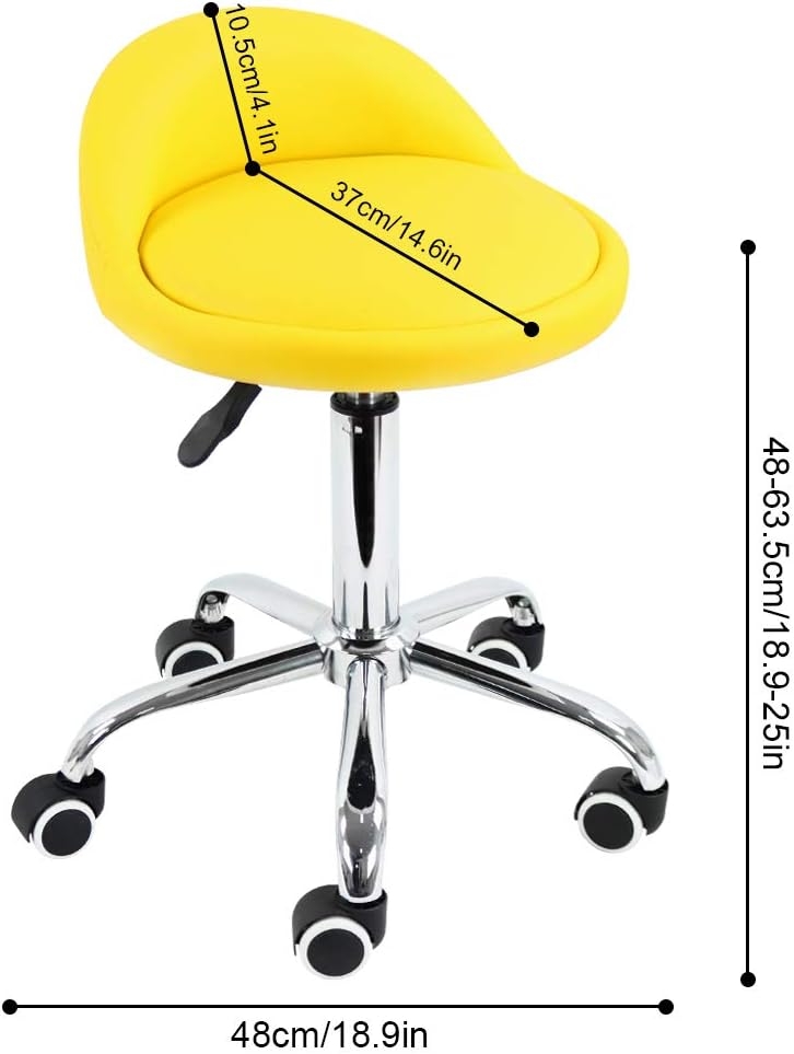 Massage Stool Height Adjustable Beauty Salon Nail Tattoo Salon Drafting Chair Rolling Medical SPA Swivel Stool with Wheels(Yellow)