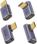 Duttek 90 Degré USB C Adaptateur d'extension 100W, 40Gbps, Angle droit USB C Adaptateur homme à femme pour ordinateur portable, tablette et téléphones paquet de 4