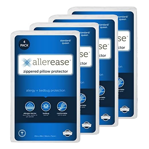 AllerEase Allergy Pillow Protector, Standard/Queen - 4 Pack