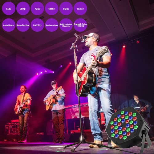 Wgss Par Lights Stage Lighting, 36 Rgb Led Strobe Dj Up Light Dmx Wash Cans Sound Activated Remote For Indoor Halloween Christmas Disco Party Wedding Band Events Church 4 Pack #TOP4