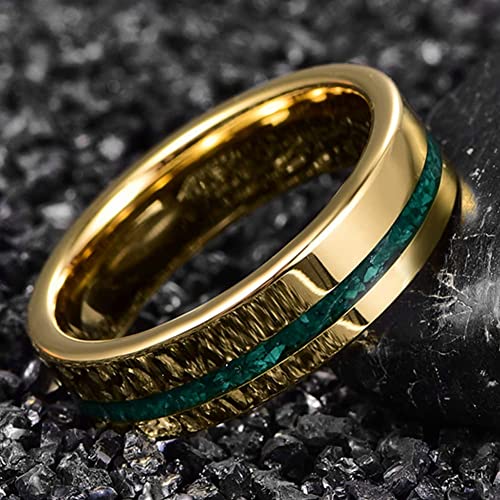 NUNCAD Male Rings Inlaid with Malachite Fragments 6mm Tungsten Promise Rings Wedding Band Comfort Fit Size 9.5 by NUNCAD - Image 5