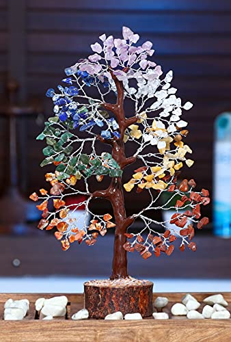 Image of HindCraft Seven Chakra Feng Shui Tree | Home & Office Decor Gift | Spiritual Energy & Healing Crystal Tree for Living Room, Hall & Table Decor | Gift for Men & Women - Housewarming & Marriage Gifts