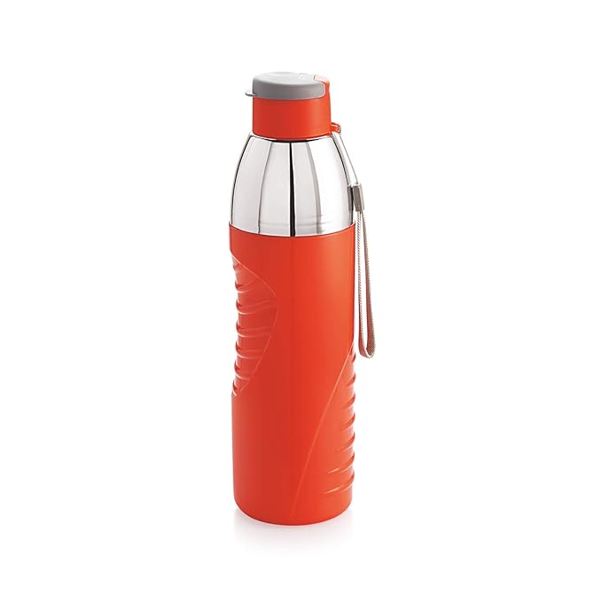 CELLO Plastic Puro Gliss Insulated Water Bottle,900 ML,Orange