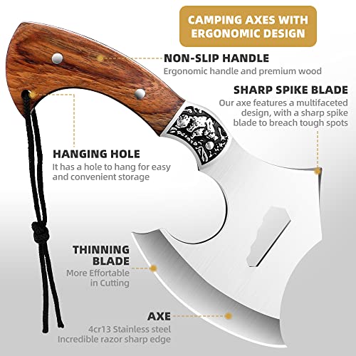 Camping Hatchet Camping Axe Forged High Carbon Steel for Meat Cleaver Axe Outdoor Splitting Wood Great for Axe Throwing, Camping, Survival, Outdoors and Chopping (719) - Thumbnail 4