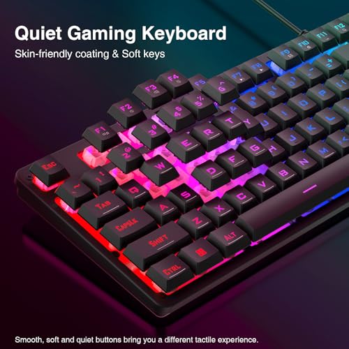 Image of Redragon S107 Gaming Keyboard and Mouse, RGB Gaming Keyboard and 3200 DPI Mouse Combo with Large Mouse Pad, 25-Key Anti-Ghosting, Mechanical Feeling Keyboard, Plug & Play to PC, Laptop