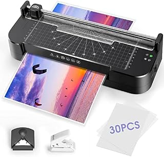 Kejector A4 Laminator, Hot and Cold 5 in 1 Laminator Machine with 30Pcs Thermal Laminating Sheets, Paper Cutter Corner Rounder Hole Puncher, Perfect 9-Inch Laminator for Home Office School Use