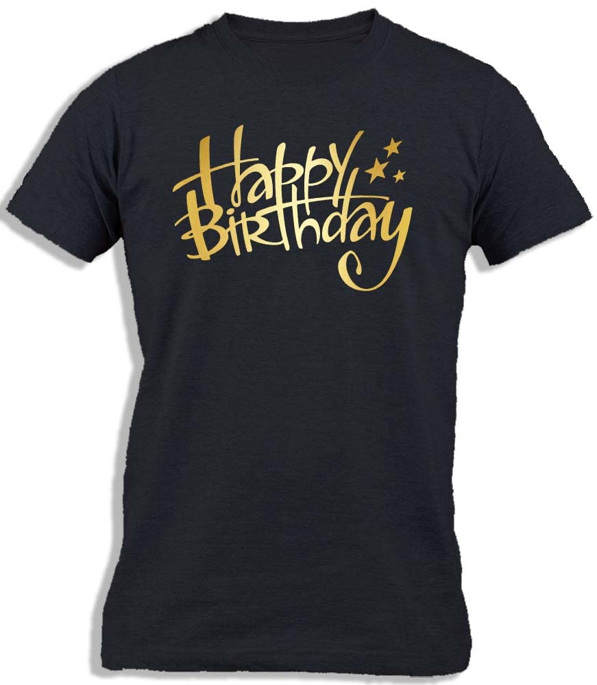 Ay Cabron™ Happy Birthday Golden Letters | B-Day Celebration | Birthday Boy | Birthday Girl | Party Funny Cotton T-Shirt For Men