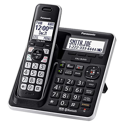 Panasonic Kx-Tg985 Expandable Cordless Phone System Link2Cell Bluetooth - 5 Handsets Dect 6.0 Bluetooth, Voice Assist, Low Battery Alert, Answering Machine, Call Blocking, Talking Caller Id, Black #TOP1