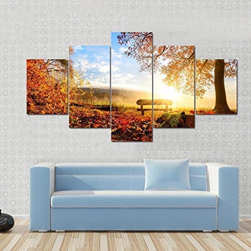 Peinture sur toile forêt 5 panneaux | Impression haute définition
