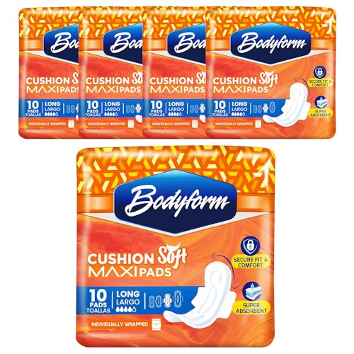 Image of Bodyform Maxi - Value Sanitary Napkins, Cushion Soft Always Comfortable and Ultra-Absorbent (Long, 40 Count (4 Packs of 10 Counts))