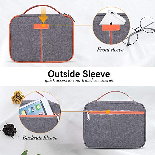 Electronics Organizer Travel Cable Organizer, Toplive Electronics Accessories Case Travel Gadget Bag for Charging Cables, USB Drive, Mouse,Power Bank, Tablet(Up to 8''),Dark Grey-Orange