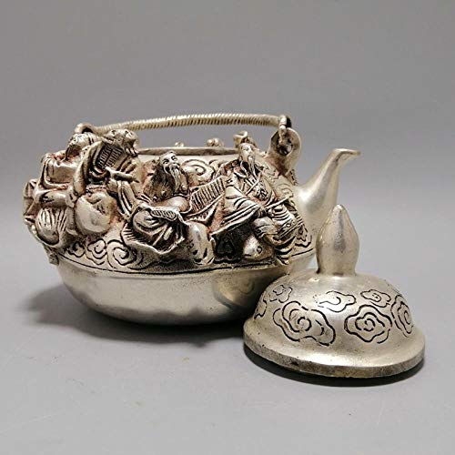 Cast Iron Teapotantiques Miscellaneous Cupronickel Silver-Plated Eight Immortals Flagon Teapot Bronze Ornaments #TOP2