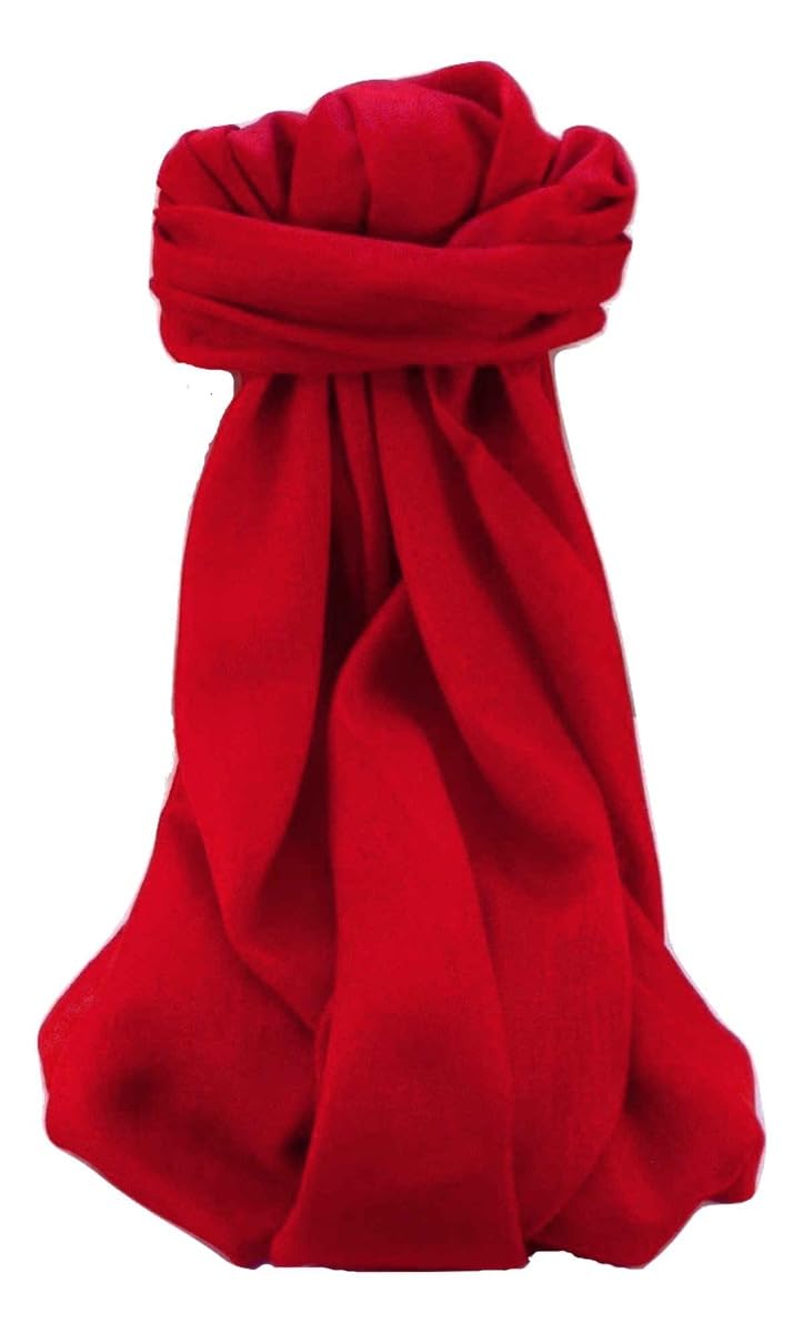 Pashmina & Silk Mulberry Silk Hand Dyed Long Scarf Scarlet from