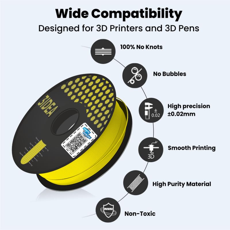 Image of 3Idea Premium PLA+ Yellow White 3D Printer Filament 1.75mm Dimensional Accuracy + /- 0.03mm Net Weight -750 Grams