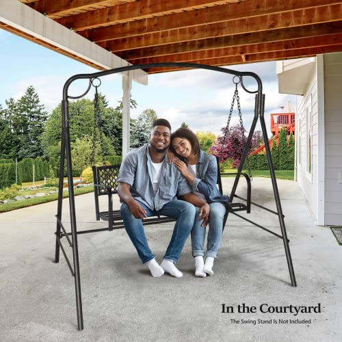 Image of VINGLI Heavy Duty Metal Porch Swing, 660 LBS Swing Bench, Gridback
