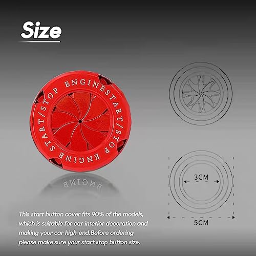 Image of Rotary Push Start Button Cover, Universal Car Engine Start Button Cover, Car Stickers Interior Decor, Car Accessories Motorcycle Ignition Key Switch Cover(Red)