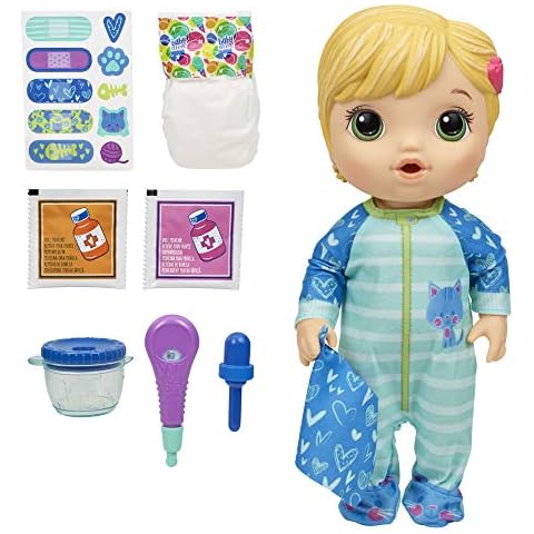 Baby Alive Mix My Medicine Baby Doll, Kitty-Cat Pyjamas, Drinks and Wets, Doctor Accessories, Blonde Hair Toy for Children Aged 3 and Up Cover