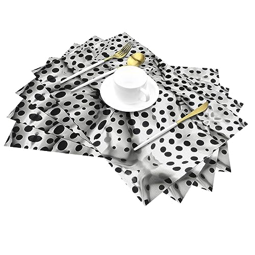 Sets de table lavables à pois noirs pour table de cuisine