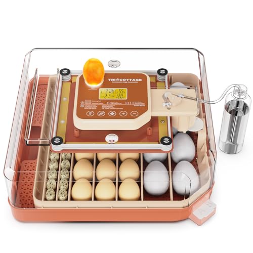 TRIOCOTTAGE Couveuse Automatique 48 Œufs, Incubateur pour Poussin avec Retournement Automatique des Œufs, Contrôle de la Température et Humidification...