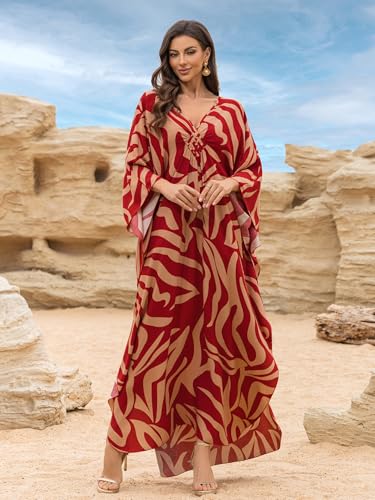 Image of KEYLORTING Plus Size Kaftan Dress Women, African Moo Moo Print Caftan, Batwing Dress, Beach Cover Up for Party and Loungewear