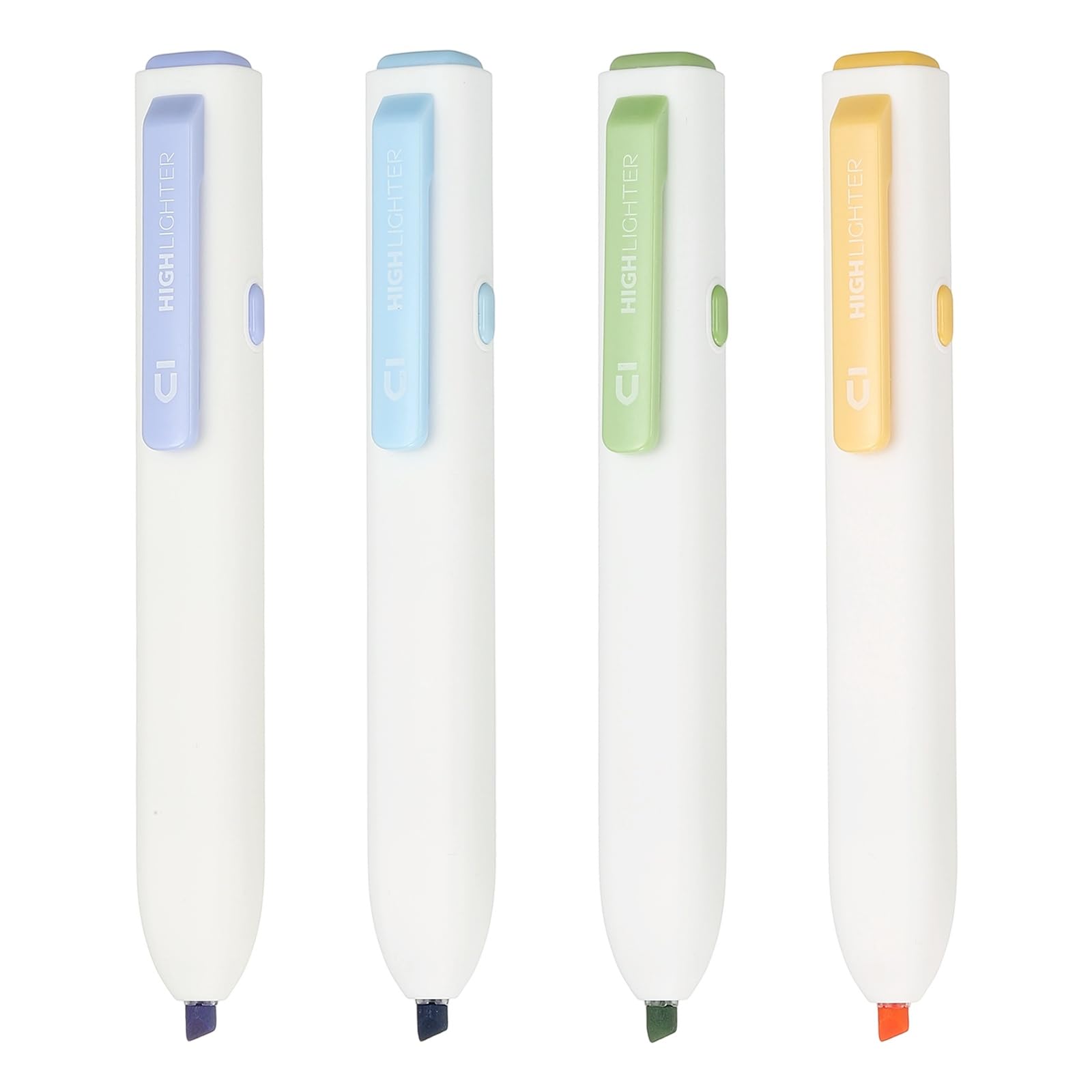 PATIKIL 4 Colors Highlighter, 4 Pcs Retractable Highlighters Click High Lighters No Bleeds Chisel Tip Colored Markers for Note Taking Underline Drawing (AHMF0605)