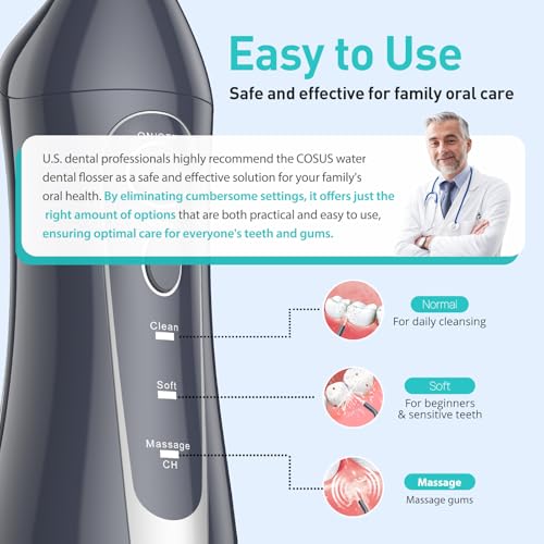 image for COSLUS Water Dental Flosser Teeth Pick: Portable Cordless 300ML Rechar