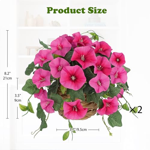 Set de 2 flores artificiales en maceta petunias artificiales decorativas 3