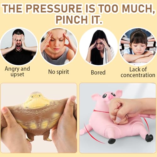 Gorilla Stressabbau Spielzeug und Piggy Squeeze Toy Set – Extrem Dehnbar & Robust, Schweine Quetschspielzeug, Anti-Stress Geschenk für Erwachsene, Lustiges Wut-Spielzeug für Zuhause und Büro