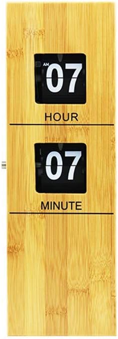 Imoerjia United States and Living Room Clock Creative Bamboo Wooden Pendulum Clock Flip Wall Clock Clock Auto Flip Clock,11 * 6.5 * 33.5Cm