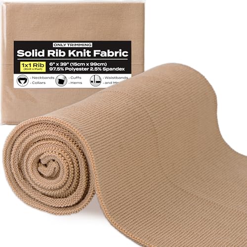 ONLY TRIMMING 1x1 Solid Rib Knit Fabric, Stretchy...