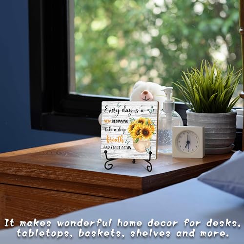 Cartel de Madera Decorativo con Girasol Inspirador miniatura 5