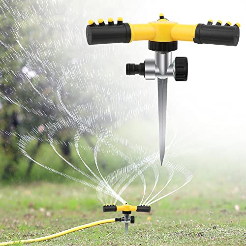 GROOFOO Aspersor Jardín con 3 Boquillas, 360 ​​° Giratorio Aspersores de Riego, Aspersor Automático, Aspersores de Riego Cesped Radio de 4-5M, Aspersor Ajustable para Jardín, Césped, Plantas, Verduras Cover