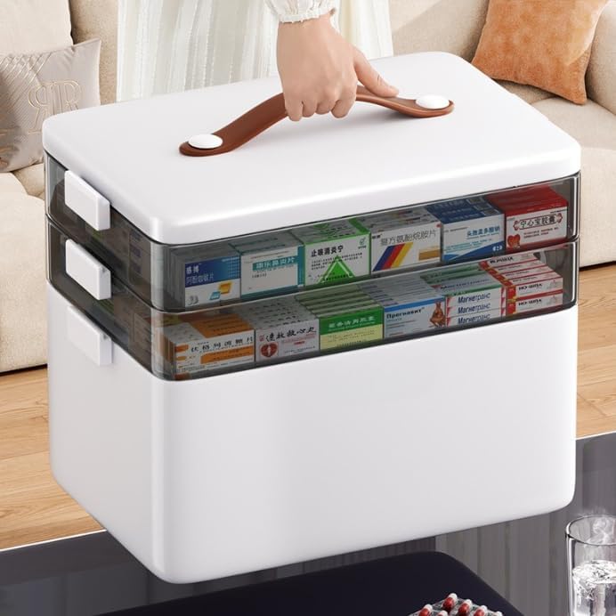 収納ボックス、家庭用、大容量、透明、引き出し式、取り外し可能、ポータブル、薬品保管用、分類保管、大型、多層、分類薬品キャビネット。 【フローティングクリップハンギングシェルフブラケット】