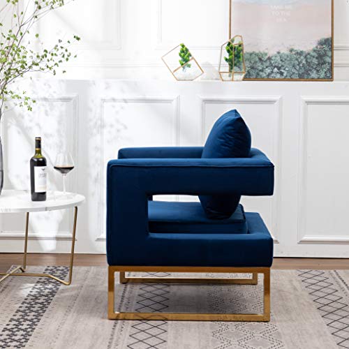 Roundhill Furniture Lenola Upholstered Accent Arm Chair, Blue 29.75D x 27.5W x 34.5H Inch by Roundhill Furniture - Image 6