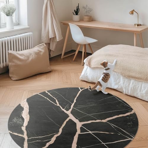Tapis de sol vinyle ø140 cm résistant à la rayure rond pour intérieur